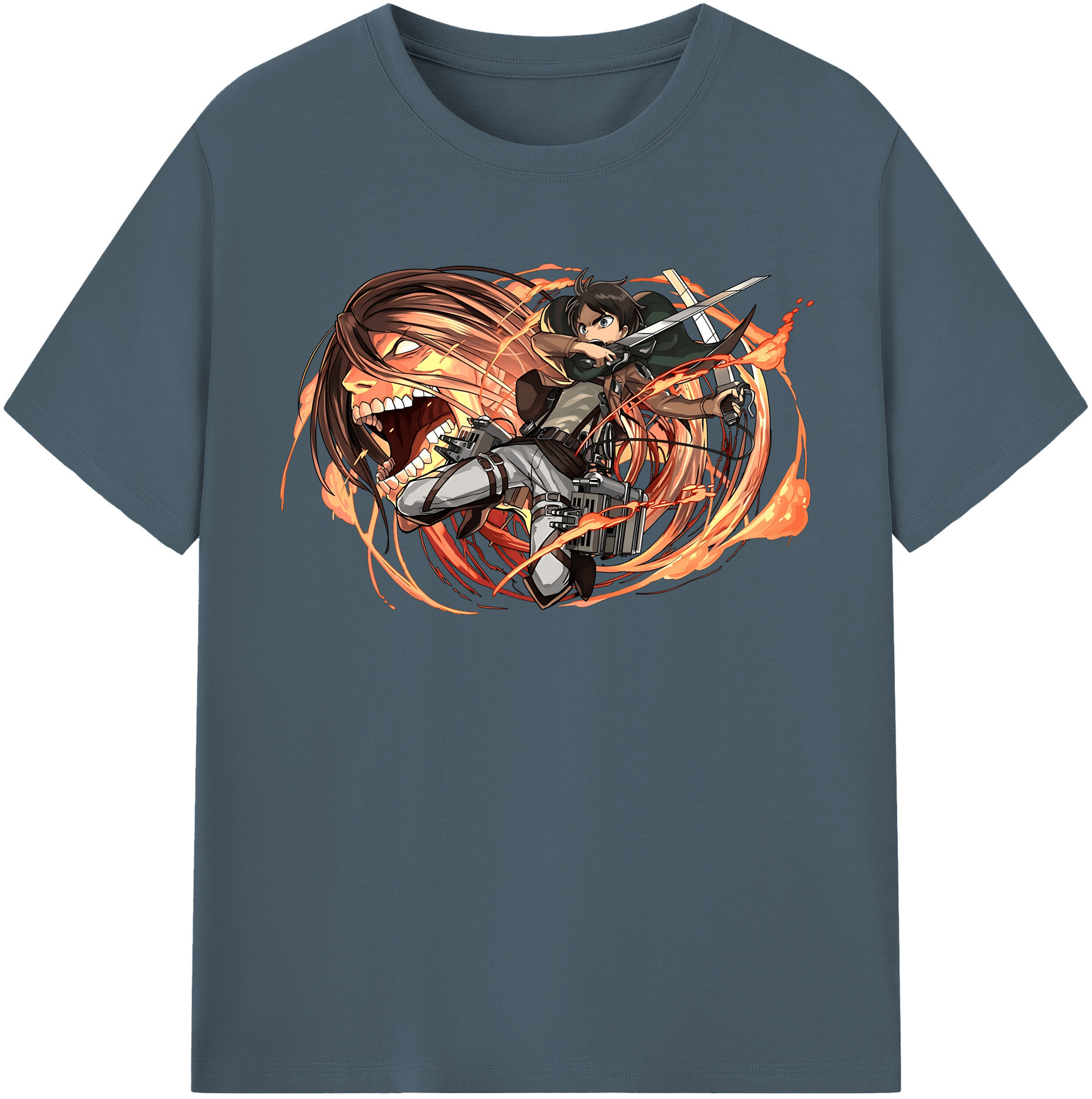 （画像用） 進撃の巨人 エレン･イェーガー Attack on Titan Eren Jäger 綿100％半袖Tシャツ（フロントプリント）